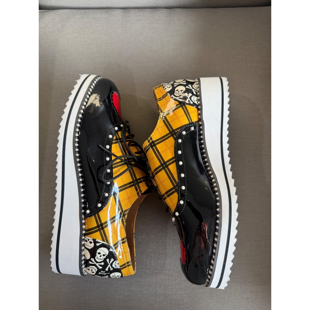 Betsey Johnson x Torrid T-NOVA Plaid Skull Heart Platform Oxfords 9WW Punk Goth - Picture 3 of 9